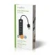 USB 2.0 Hub 4 θυρών σε μαύρο χρώμα με ενσωματωμένο καλώδιο μήκους 12cm