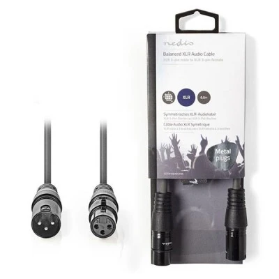 Kαλώδιο ήχου 3pin XLR θηλυκό σε 3pin XLR αρσενικό 0.5m σε γκρι χρώμα