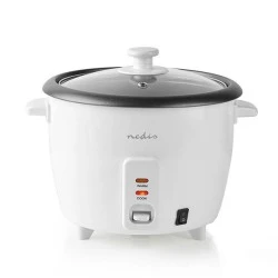 Βραστήρας ρυζιού NEDIS KARC06WT 0,6L 300W σε λευκό χρώμα με αντικολλητικό εσωτερικό δοχείο