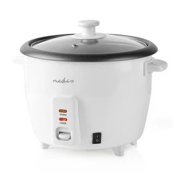 Βραστήρας ρυζιού NEDIS KARC06WT 0,6L 300W σε λευκό χρώμα με αντικολλητικό εσωτερικό δοχείο