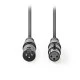 Kαλώδιο ήχου 3pin XLR αρσενικό σε 3pin XLR θηλυκό μήκους 10m σε γκρι χρώμα