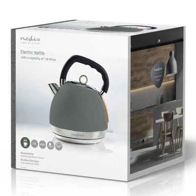 Βραστήρας NEDIS KAWK520EGY 1.8L 2200W σε γκρι soft-touch χρώμα με αποσπώμενο καπάκι