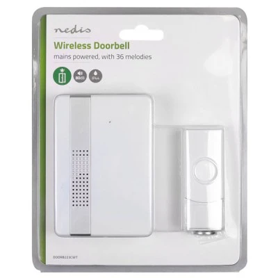 Ασύρματο κουδούνι NEDIS DOORB223CWT 80dB με ένδειξη LED & δυνατότητα αυξομείωσης της έντασης Ασύρματο κουδούνι NEDIS DOORB223CWT 80dB με ένδειξη LED & δυνατότητα αυξομείωσης της έντασης