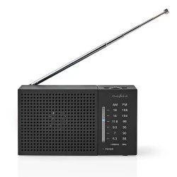 Μini φορητό ραδιόφωνο FM / AM NEDIS RDFM1200BK σε μαύρο χρώμα με υποδοχή ακουστικών jack 3,5mm