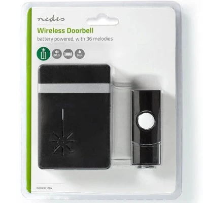 Ασύρματο κουδούνι NEDIS DOORB212BK 433 MHz 80dB με LED ένδειξη και δυνατότητα επιλογής μελωδίας