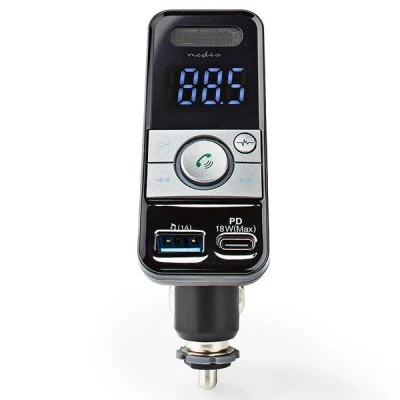 Αναμεταδότης FM NEDIS CATR130BK hands free και φορτιστής 3 σε 1 Bluetooth με οθόνη LED 0.8