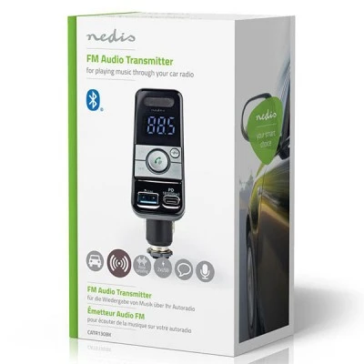 Αναμεταδότης FM NEDIS CATR130BK hands free και φορτιστής 3 σε 1 Bluetooth με οθόνη LED 0.8