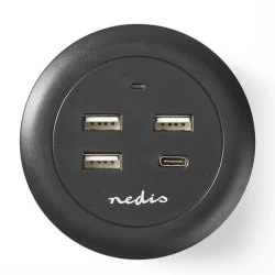 Universal επιτραπέζιος φορτιστής NEDIS FSCSPD100BK με 4 εξόδους (1x USB-C & 3x USB-A) 3.0A