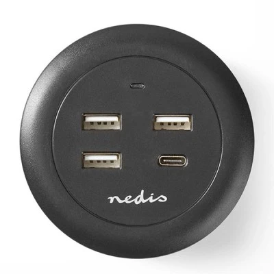 Universal επιτραπέζιος φορτιστής NEDIS FSCSPD100BK με 4 εξόδους (1x USB-C & 3x USB-A) 3.0A