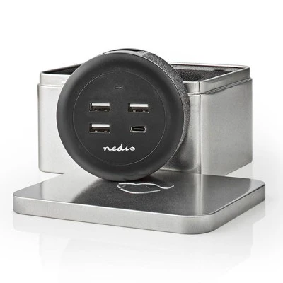 Universal επιτραπέζιος φορτιστής NEDIS FSCSPD100BK με 4 εξόδους (1x USB-C & 3x USB-A) 3.0A