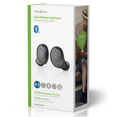 Bluetooth ακουστικά handsfree NEDIS HPBT5056GY με θήκη φόρτισης σε γκρι χρώμα
