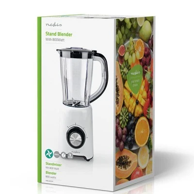 Μπλέντερ NEDIS KABL300CWT 800W με πλαστική κανάτα 1.5L και ανοξείδωτες λεπίδες σε λευκό χρώμα