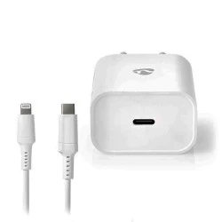 Universal φορτιστής USB NEDIS WCPDL20W112WT 3.0Α/2.22Α/1.67Α με αποσπώμενο καλώδιο Lightning 8-Pin