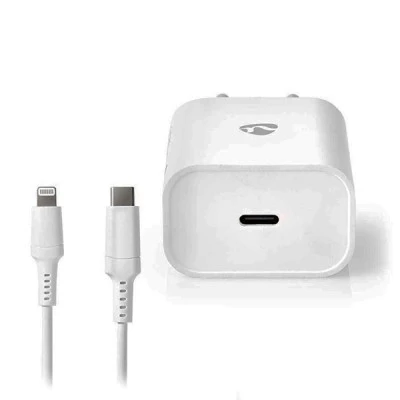 Universal φορτιστής USB NEDIS WCPDL20W112WT 3.0Α/2.22Α/1.67Α με αποσπώμενο καλώδιο Lightning 8-Pin