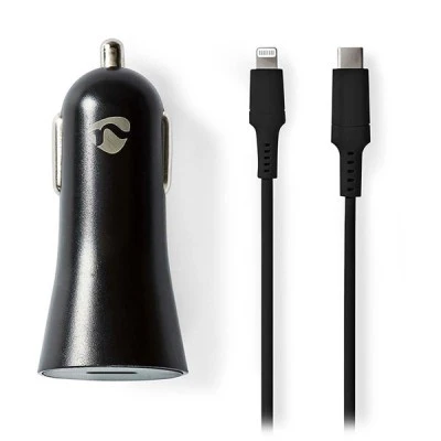 Universal φορτιστής αυτοκινήτου NEDIS CCPDL20W111BK USB-C 3.0Α/2.22Α/1.67Α με αποσπώμενο καλώδιο