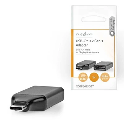 Αντάπτορας NEDIS CCGP64350GY από USB 3.2 Type-C αρσενικό σε DisplayPort θηλυκό σε μαύρο/γκρι