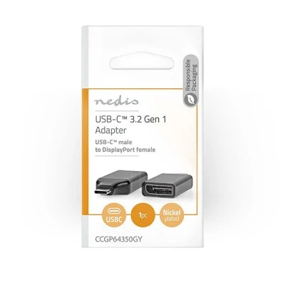 Αντάπτορας NEDIS CCGP64350GY από USB 3.2 Type-C αρσενικό σε DisplayPort θηλυκό σε μαύρο/γκρι