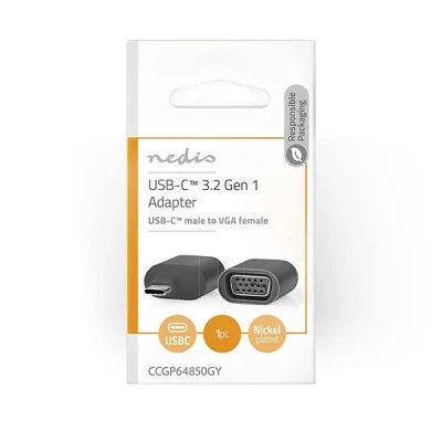 Αντάπτορας NEDIS CCGP64850GY από USB 3.2 Type-C αρσ. σε VGA θηλ. σε μαύρο/γκρι χρώμα