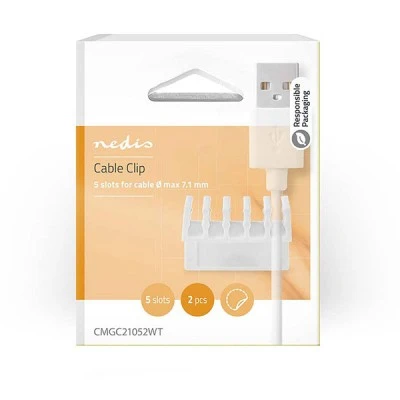 Οδηγοί καλωδίων 5 υποδοχών NEDIS CMGC21052WT για το γραφείο σε συσκευασία 2 τεμαχίων
