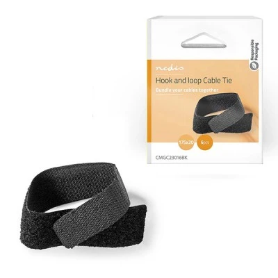 Δεματικά διαχείρισης καλωδίων NEDIS CMGC23016BK με velcro 17cm μαύρο χρώμα
