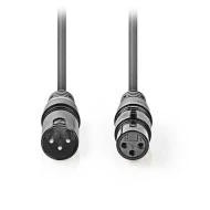 Kαλώδιο ήχου 3pin XLR θηλυκό σε 3pin XLR αρσενικό 0.5m σε γκρι χρώμα