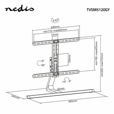 Επιτραπέζια βάση NEDIS TVSM5120GY για τηλεοράσεις 37" - 75" Επιτραπέζια βάση NEDIS TVSM5120GY για τηλεοράσεις 37" - 75"
