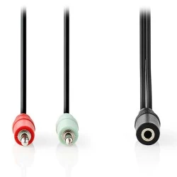 Καλώδιο ήχου Stereo NEDIS CAGB22160BK02 από 3,5mm θηλ. σε 2x 3,5mm αρσ. 0.20m