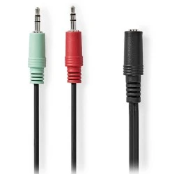 Καλώδιο ήχου Stereo NEDIS CAGB22160BK02 από 3,5mm θηλ. σε 2x 3,5mm αρσ. 0.20m