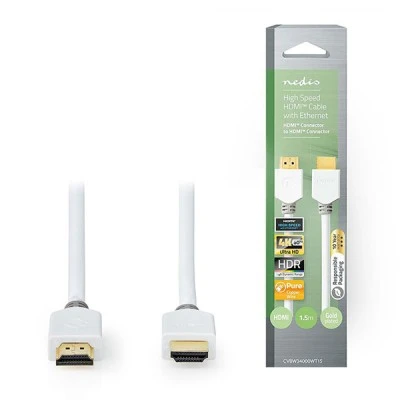 Καλώδιο NEDIS CVBW34000WT15 HDMI αρσενικό σε HDMI αρσενικό 1.5m με επίχρυσες επαφές Καλώδιο NEDIS CVBW34000WT15 HDMI αρσενικό σε HDMI αρσενικό 1.5m με επίχρυσες επαφές