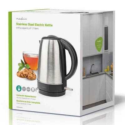 Ανοξείδωτος βραστήρας NEDIS KAWK340EAL 1.7L 2200W με διακόπτη on/off & ενδεικτική λυχνία λειτουργίας Ανοξείδωτος βραστήρας NEDIS KAWK340EAL 1.7L 2200W με διακόπτη on/off & ενδεικτική λυχνία λειτουργίας