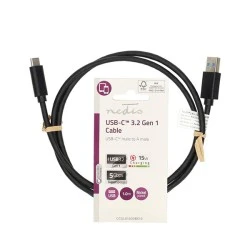 Καλώδιο USB-C 3.2 Gen 1 μαύρο μήκος 1.00m κατάλληλο για μεταφορά δεδομένων και για φόρτιση