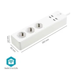 Πολύπριζο WiFi Smart 3 θέσεων και 4 θυρών USB έως 16Α κατάλληλο για συσκευές έως 3680W
