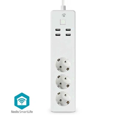 Πολύπριζο WiFi Smart 3 θέσεων και 4 θυρών USB έως 16Α κατάλληλο για συσκευές έως 3680W