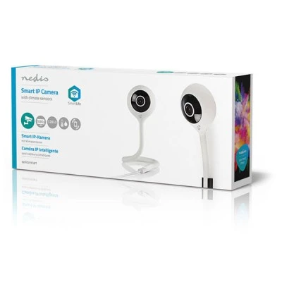 WiFi Smart IP camera NEDIS Full HD 1080p λευκό χρώμα με αισθητήρα θερμοκρασίας & υγρασίας