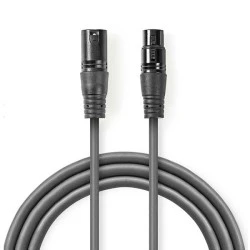 Kαλώδιο ήχου 3pin XLR θηλυκό σε 3pin XLR αρσενικό 1.5m γκρι χρώμα