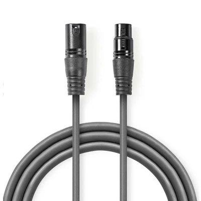 Kαλώδιο ήχου 3pin XLR θηλυκό σε 3pin XLR αρσενικό 1.5m γκρι χρώμα
