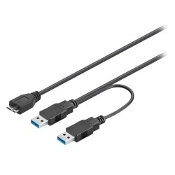 Καλώδιο USB 3.0 micro B αρσενικό σε 2x USB 3.0 A αρσενικό 0.30m