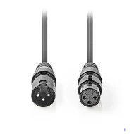 Kαλώδιο ήχου 3pin XLR θηλυκό σε 3pin XLR αρσενικό 1.5m γκρι χρώμα
