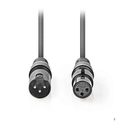 Kαλώδιο ήχου 3pin XLR θηλυκό σε 3pin XLR αρσενικό 1.5m γκρι χρώμα