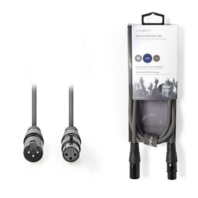 Kαλώδιο ήχου 3pin XLR θηλυκό σε 3pin XLR αρσενικό 1.5m γκρι χρώμα