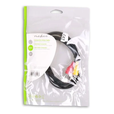 Καλώδιο NEDIS CVGP24300BK50 A/V 3x RCA αρσενικό - 3x RCA αρσενικό μήκους 5m σε μαύρο χρώμα