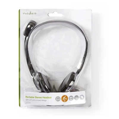 Στερεοφωνικό on-ear headset σε μαύρο χρώμα με σύνδεση 2x3.5mm και ενσωματωμένο μικρόφωνο