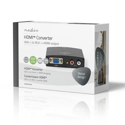 Μετατροπέας VGA + 2 RCA σε HDMI με 1.65Gbps ταχύτητα μεταφοράς δεδομένων σε ανθρακί χρώμα Μετατροπέας VGA + 2 RCA σε HDMI με 1.65Gbps ταχύτητα μεταφοράς δεδομένων σε ανθρακί χρώμα