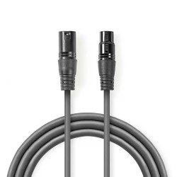 Kαλώδιο ήχου 3pin XLR θηλυκό σε 3pin XLR αρσενικό 0.5m σε γκρι χρώμα