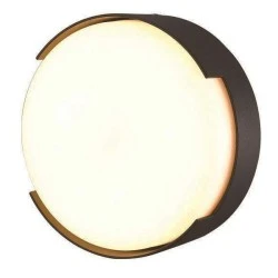 Led πλαφονιέρα στρόγγυλη 16W 220-240V Φ250x50mm 3000K θερμό φως στεγανή IP54 μαύρο χρώμα