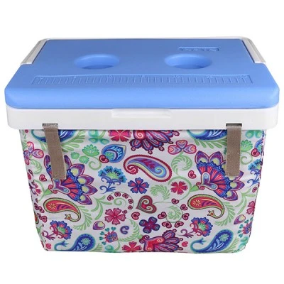 Φορητό ψυγείο KALE TERMOS PAISLEY FABRIC 20L με υφασμάτινη επένδυση και 2 ποτηροθήκες στο καπάκι