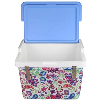 Φορητό ψυγείο KALE TERMOS PAISLEY FABRIC 20L με υφασμάτινη επένδυση και 2 ποτηροθήκες στο καπάκι