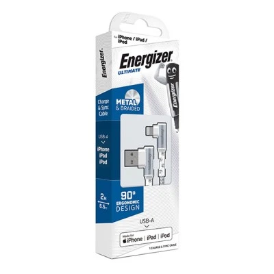 Καλώδιο ENERGIZER C710LKWH USB 2.0 A αρσενικό σε Lightning 2m με γωνία 90°