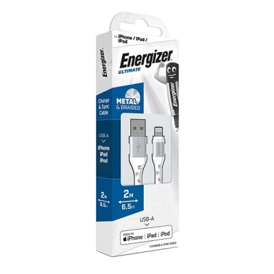 Καλώδιο ENERGIZER C520LKWH USB 2.0 A αρσενικό σε Lightning μήκους 2m σε λευκό χρώμα