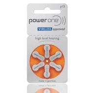 Μπαταρίες ακουστικών βαρηκοΐας POWER ONE P13 mercury free 1.45V σε συσκευασία 6 τεμαχίων